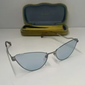 - NEW Gucci GG1006S Cat Eye Sunglasses – Silver / Light Blue 100% AUTHENTIC Amazon.com: Gucci Cat Eye Sunglasses Light Blue Light Blue  main image 4